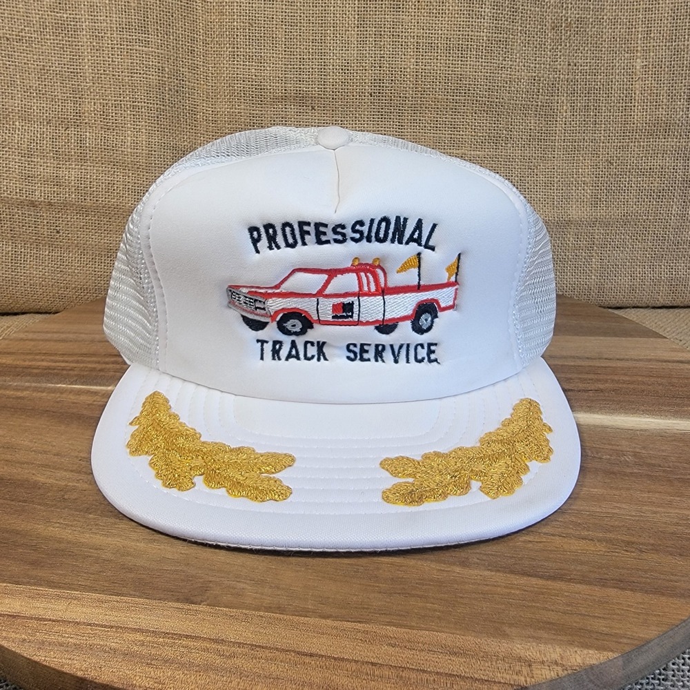 Vintage Professional Track Service Trucker Hat White Scrambled Eggs Colourtrans